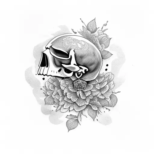 Crow Skull With Violets