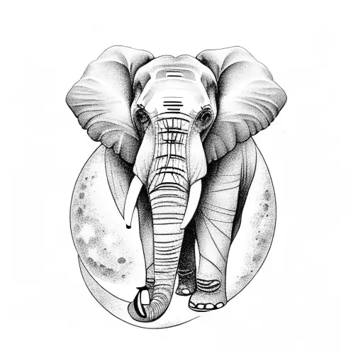 Elephant With Clouds And Moon