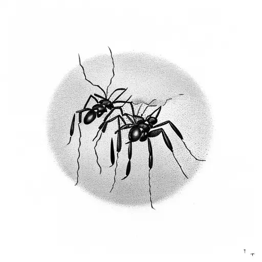 Two Ants Carrying One Leaf Together