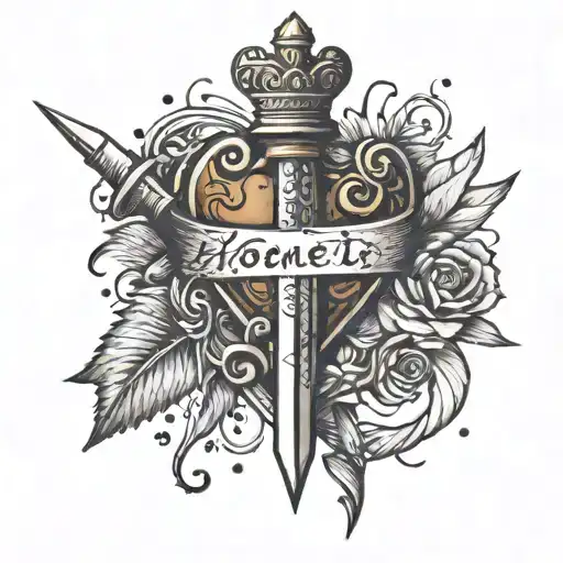A Dagger Piercing Through A Heart With The Word 'Honesty' Written In Russian