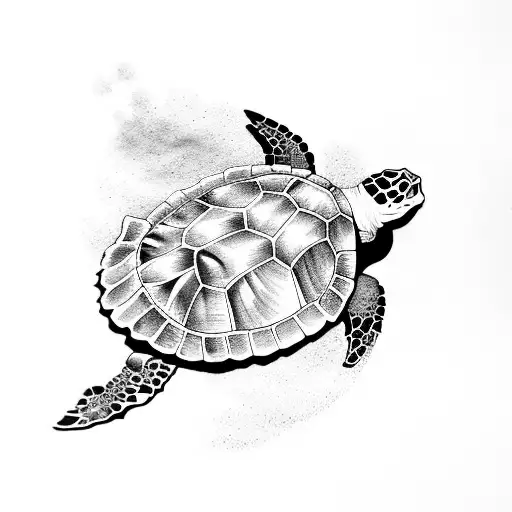 Sea Turtle With Hibiscus Flower