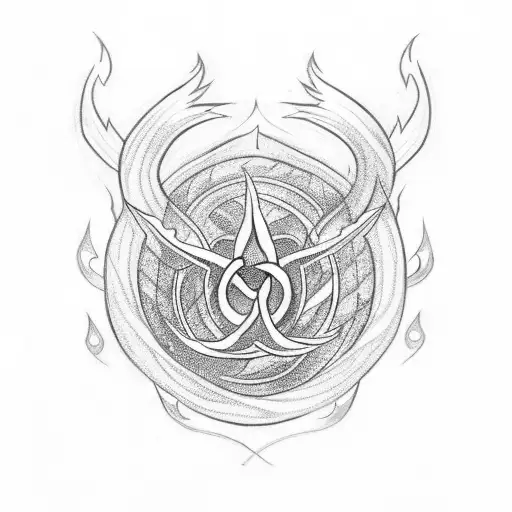 A Nature-inspired Tattoo Featuring Norse Symbols Intertwined With Flames