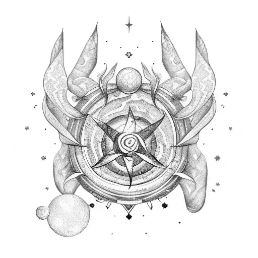 Signo De Aries Con Planetas Y Estrellas