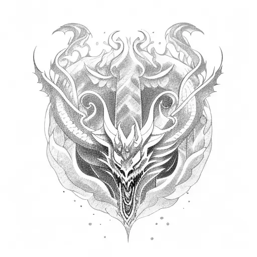 A Mythical Dragon Emerging From A Stormy Sea