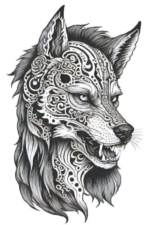 Wolf Head Skull Adorned