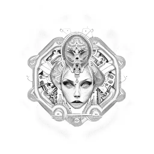 An Intricate Mechanical Design Incorporating The Faces Of Friends And Family