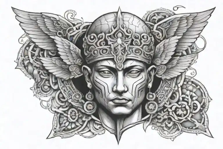 Hermes The Gods Face Tattoo Design