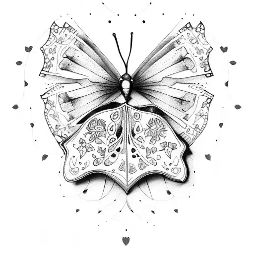 Cancer Ribbon With Butterflies