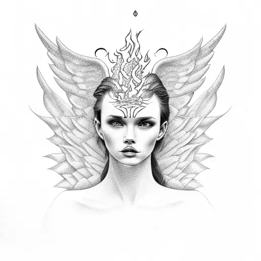 Angel Decapitado Con Llamas En Fuego