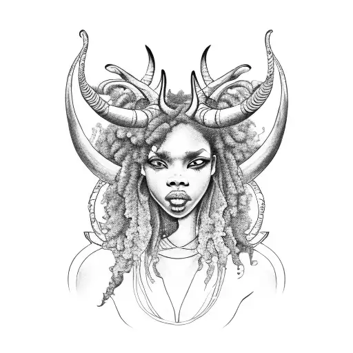 Black Woman With Capricorn Horns And Afro