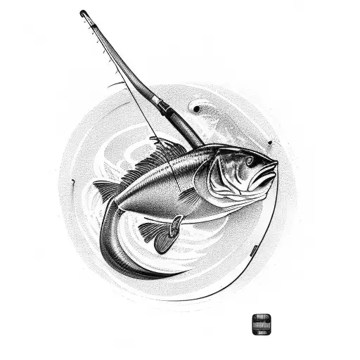 A Fishing Rod Bending Under The Weight Of A Big Catch