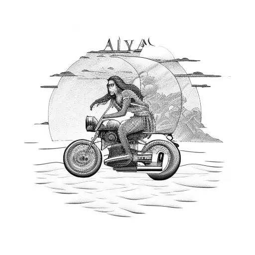 A Historical Figure From Latin Culture Riding A Motorcycle Through A Beach Sunset