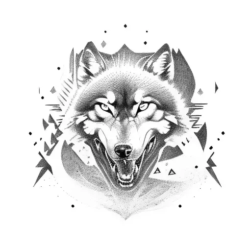 Mma Fighter In A Fierce Battle Stance With A Wolf By Their Side