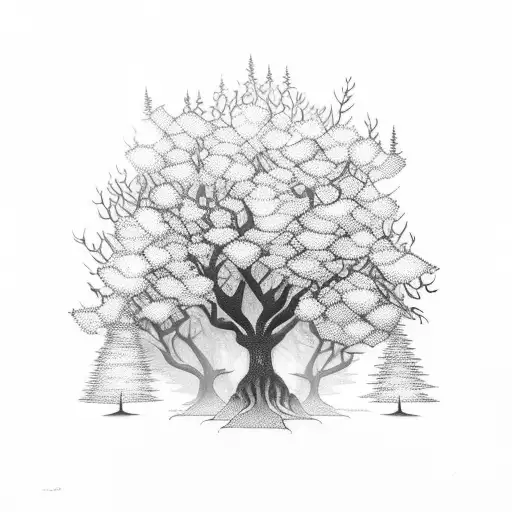 A Mystical Forest With Glowing Trees And A Dancing Silhouette