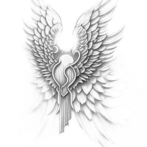 Angels Wings With Crown Of Jesus Between Wings With Sun And Moon