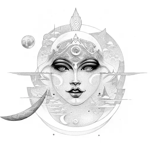 Moon Mother Goddess Art Deco