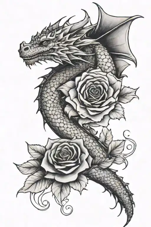 Dragon And Rose Forearm