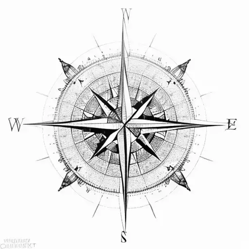 A Compass Rose With Intricate Details And The Words 'Never Stop Exploring' Around It