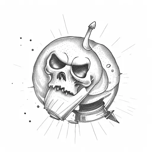 A Grim Reaper Holding A Bomb With A Mushroom Cloud In The Background