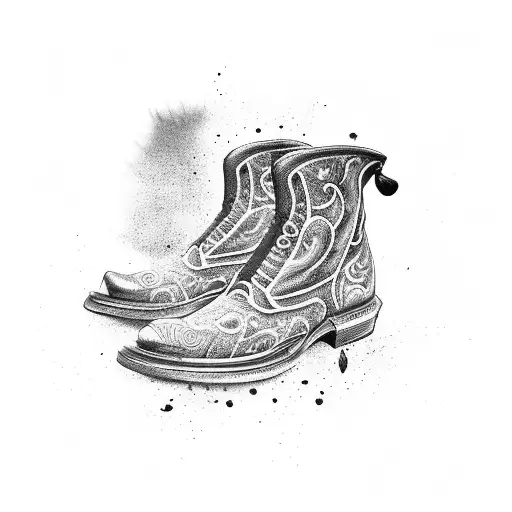A Cowboy Boot Covered In Swirling Skate Tracks