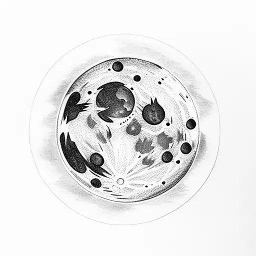 Detailed Moon With An Arrow Above And Below It