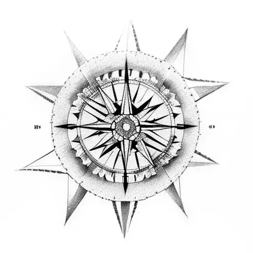 North And South Compass Surrounded By Rose Vine