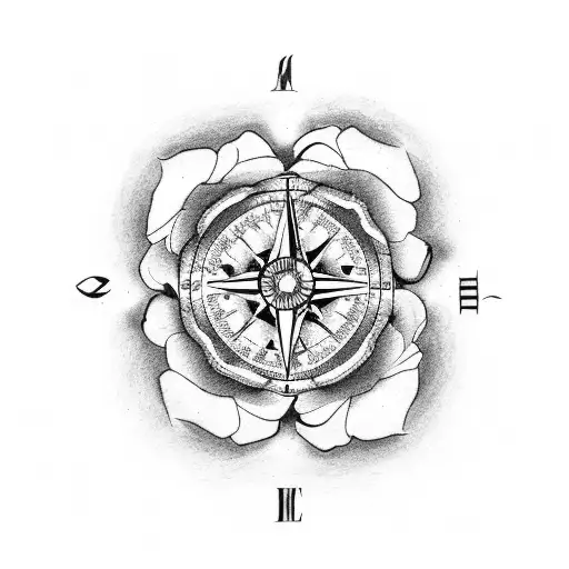 North And South Compass Surrounded By Roses