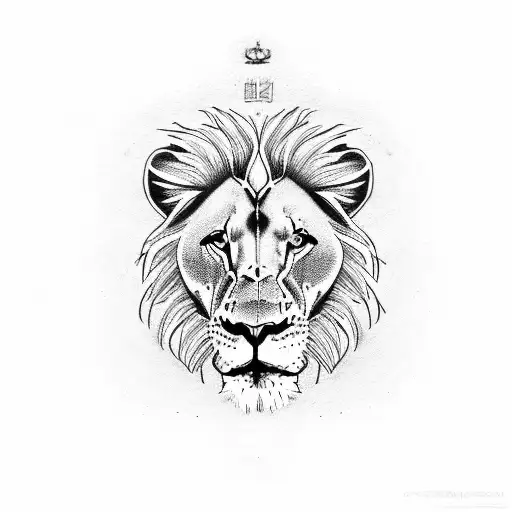 Lion And Lioness With 5 Cubs