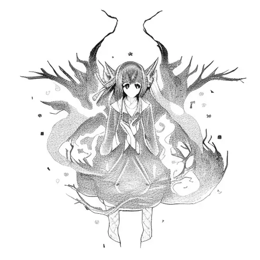 Anime Character Casting A Spell In A Mystical Forest