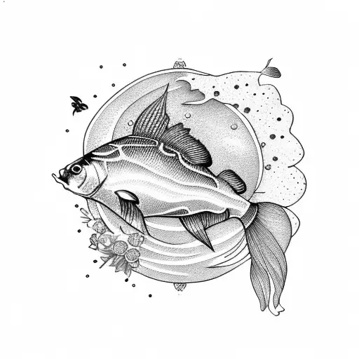 Fish With Fish And Flowers