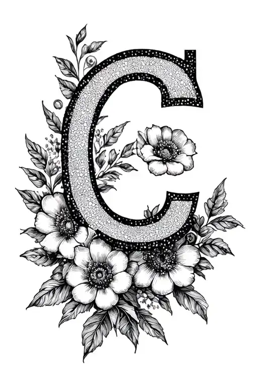 Floral With The Letters Cc