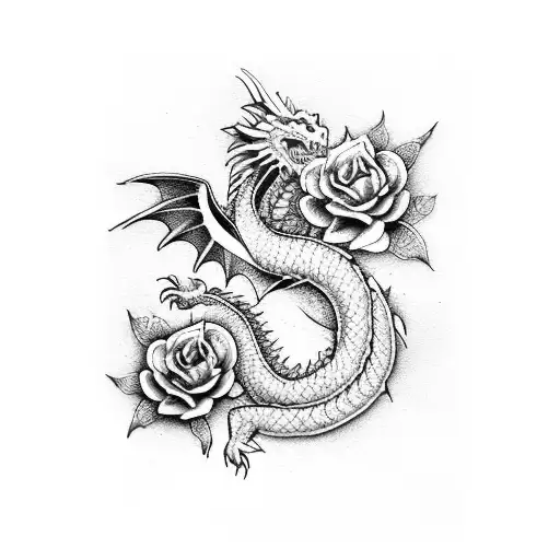 Dragon Com Roses