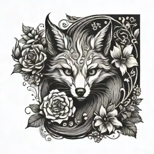 Devil-tailed Fox With Flowers Growing