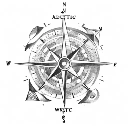 A Compass Pointing Towards A Jiu-jitsu Academy With The Phrase 'Adventure Awaits' Around It