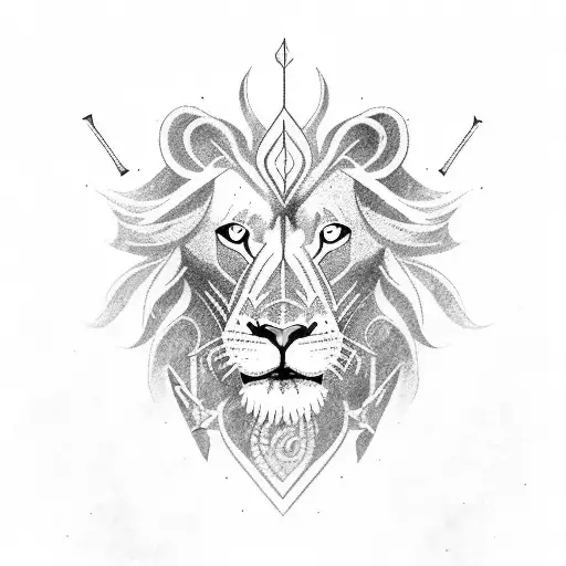 An Intricately Designed Lion With An Axe Incorporated Into Its Mane