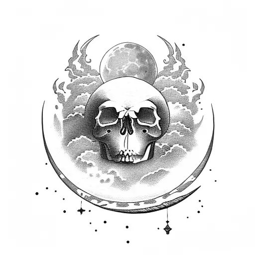 Moon And Cloud And Skull
