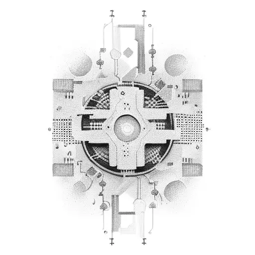 A Computer Motherboard With Circuitry Forming The Shape Of A Fire Hose