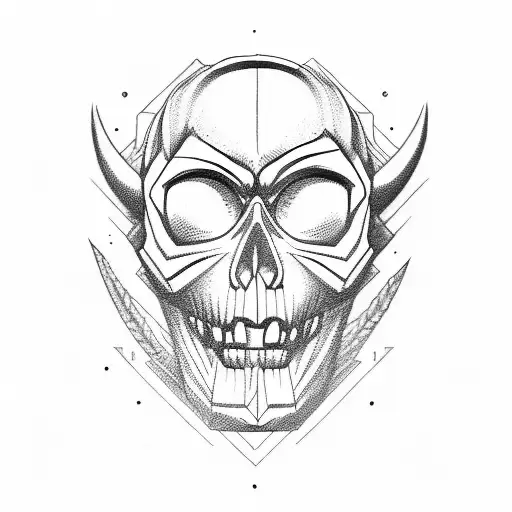 Oni Mask And Skull