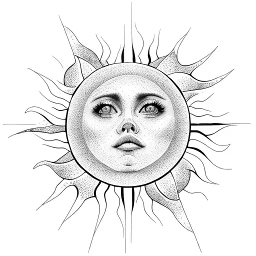 Sun In A Starry Night Background