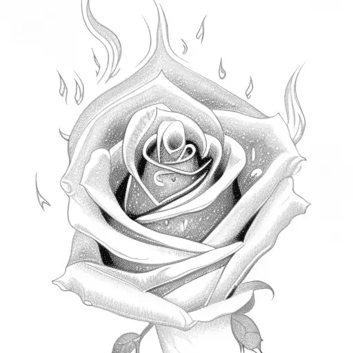 Purple Rose Surrounded By Candle Flames
