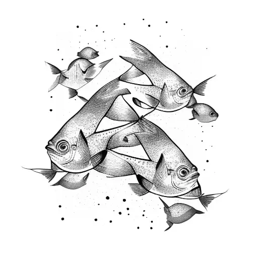 A School Of Fish Swimming Through A Heartbeat Line