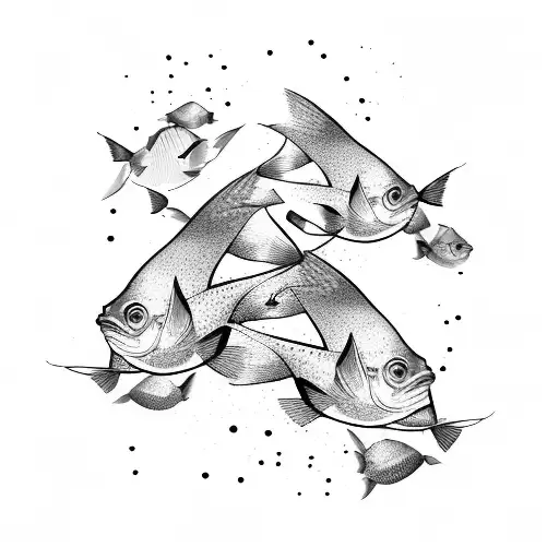 A School Of Fish Swimming Through A Heartbeat Line