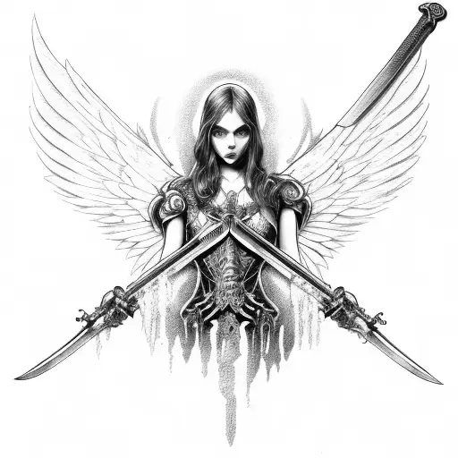 Falen Angel Half Dead With Sword In Hands