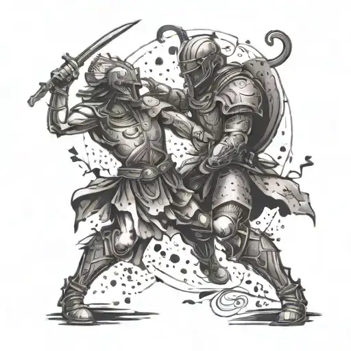 A Warrior Fighting Against An Unseen Enemy Representing The Battle Of Life