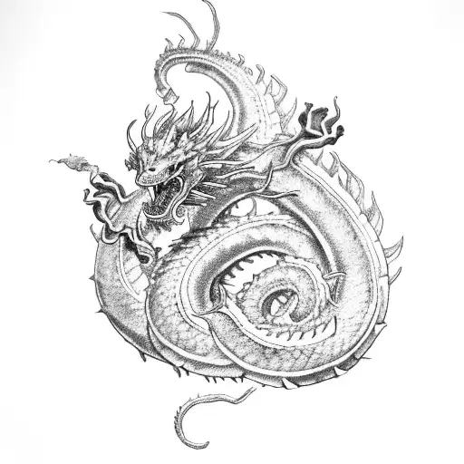 A Majestic Shenlong Dragon Wrapping Around The Leg And Extending To The Foot