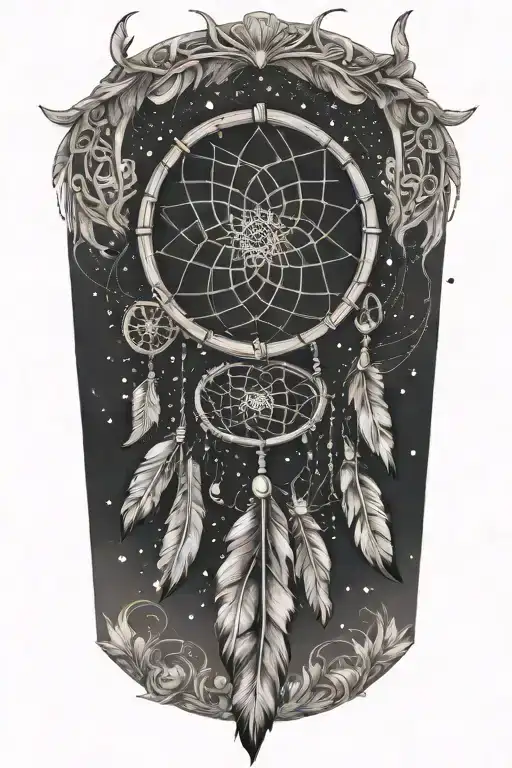 A Dream Catcher With Musical Elements Like Headphones And Guitars Incorporated Into The Design