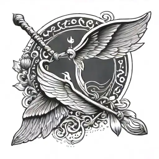 An Underdog Symbol With Rowing Oars Forming Wings