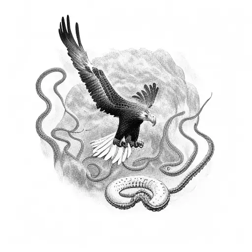 A Majestic Eagle Swooping Down To Catch A Snake In Its Talons