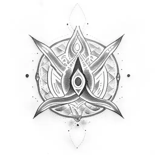 A Dotwork Tattoo Of A Unique Aquarius Symbol Incorporating The Number 7