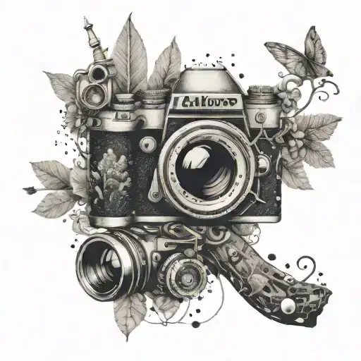 A Whimsical Collage Of Various Nature Photos Intertwined With Camera Gear